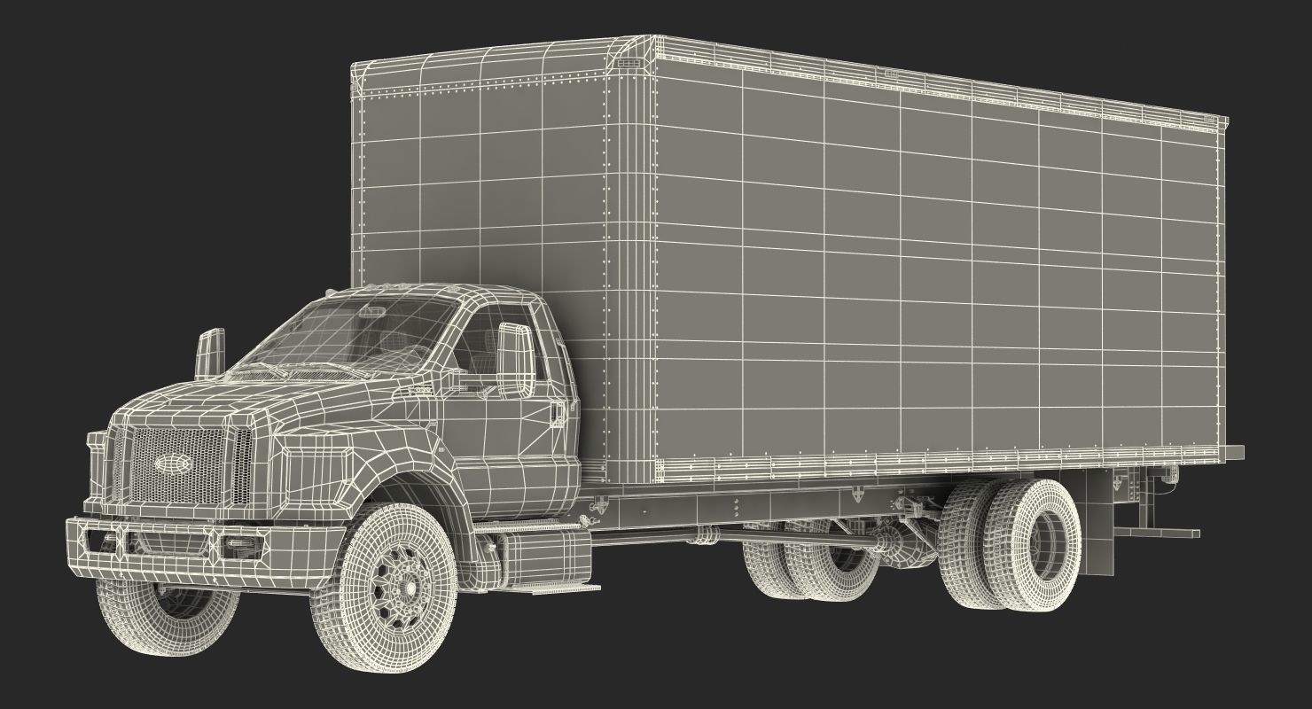 Box Truck Ford 2019 F 650 Simple Interior 3D model_25