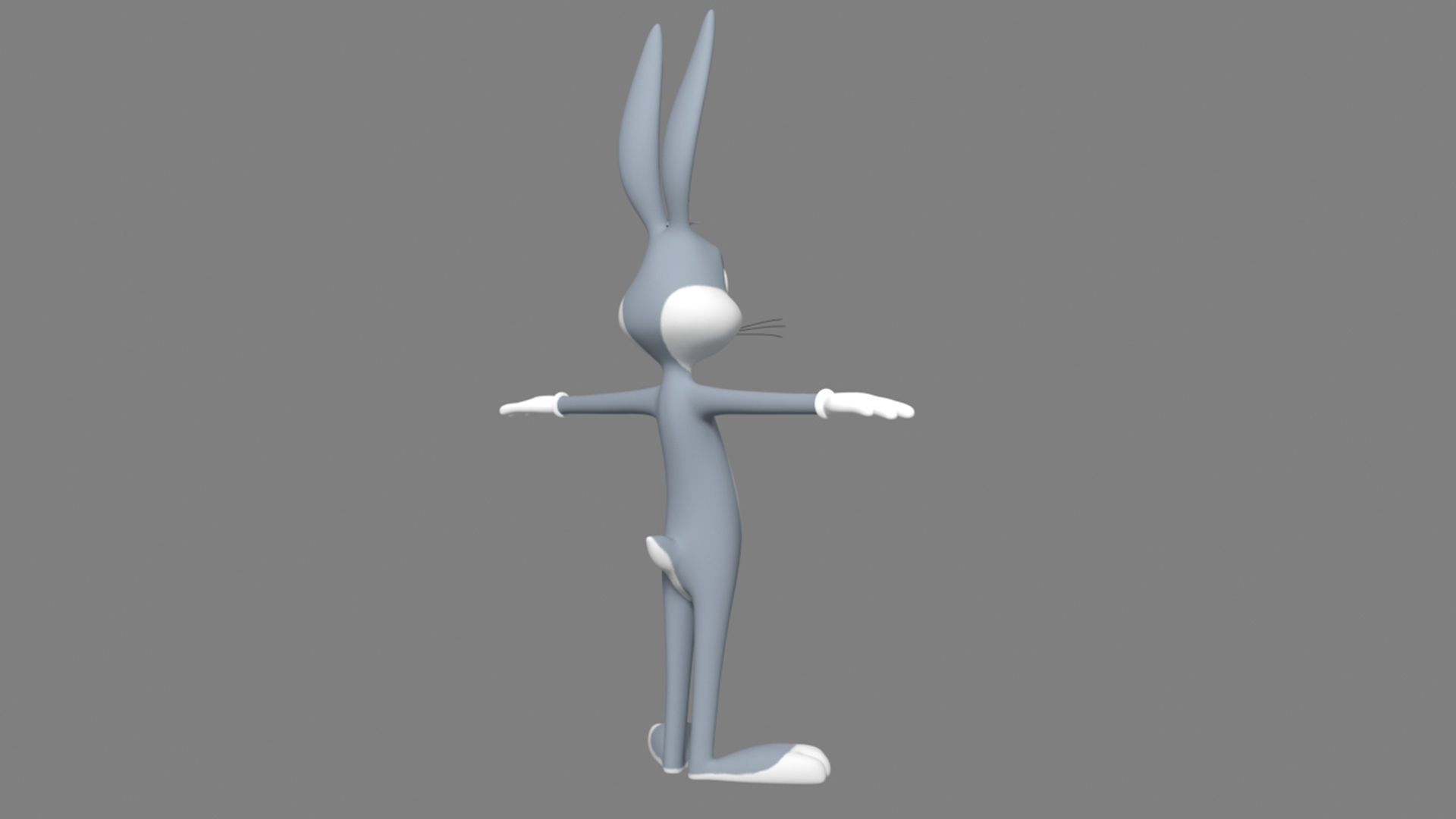 Bugs Bunny T-Pose For Animation 3D model_4