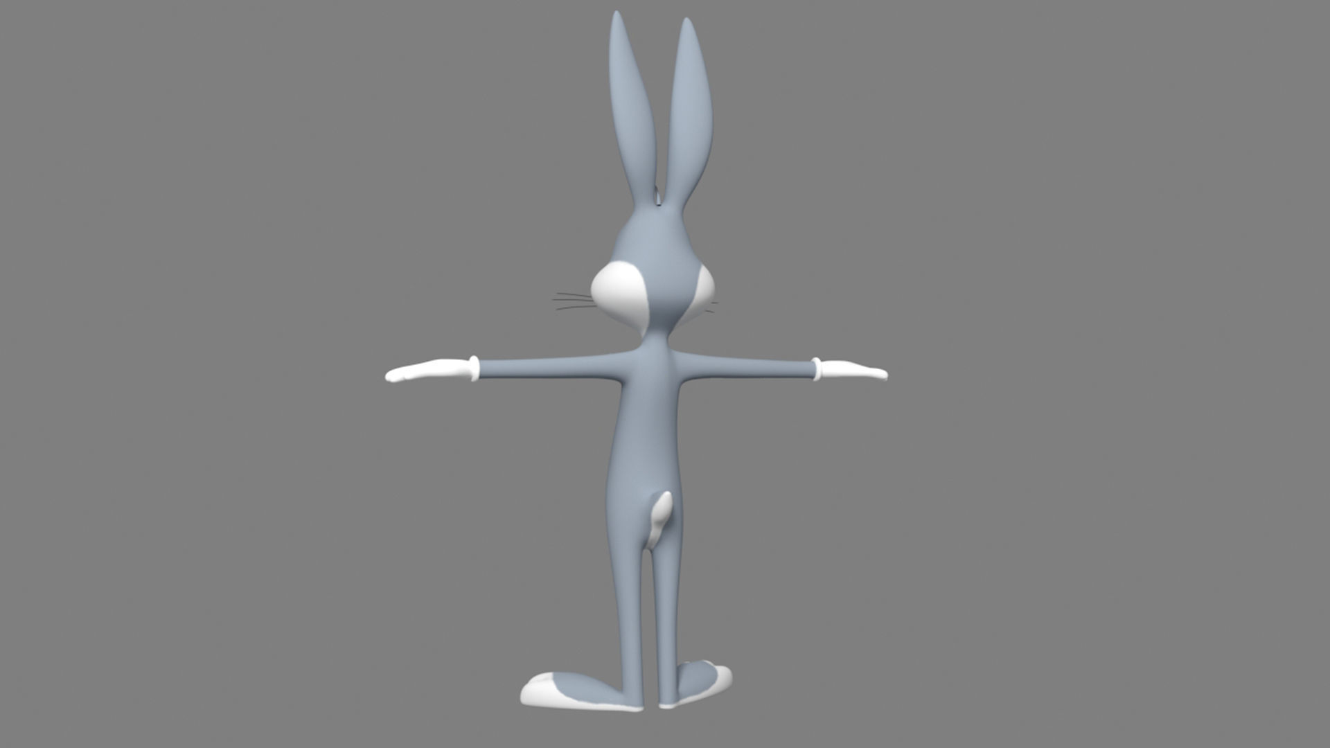 Bugs Bunny T-Pose For Animation 3D model_5