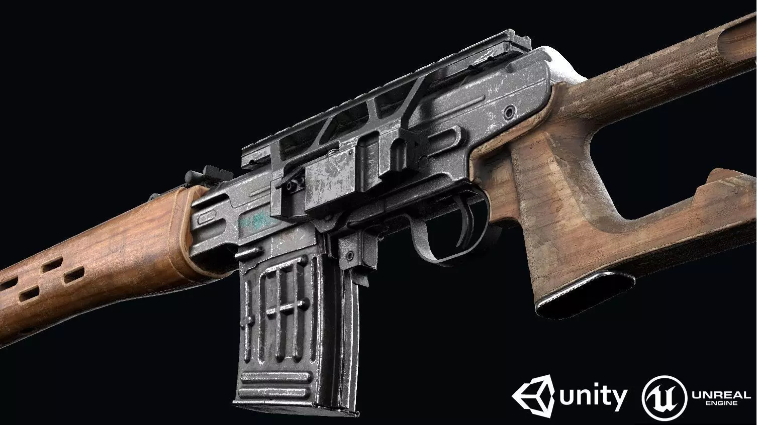 SVD Dragunov Game-Ready model Low-poly 3D model