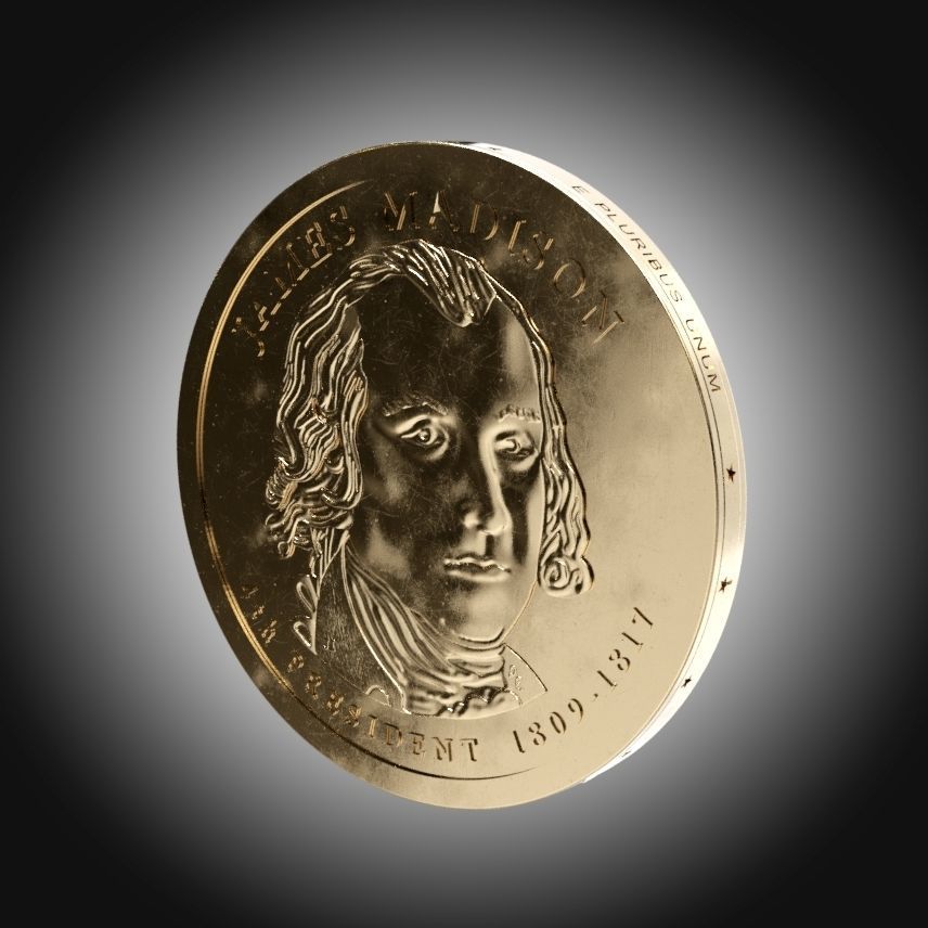 James Madison Presidential 1 Dollar Coin 3D print model_2