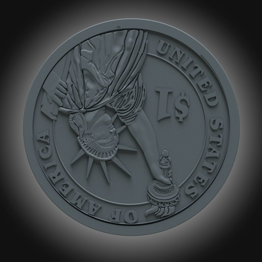 James Madison Presidential 1 Dollar Coin 3D print model_5