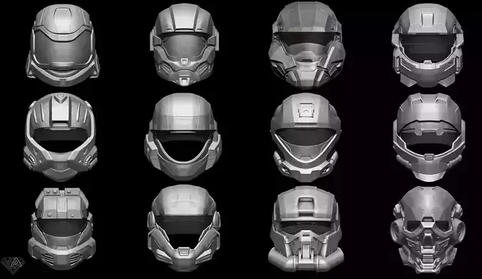 Halo Helmets set 3D print model