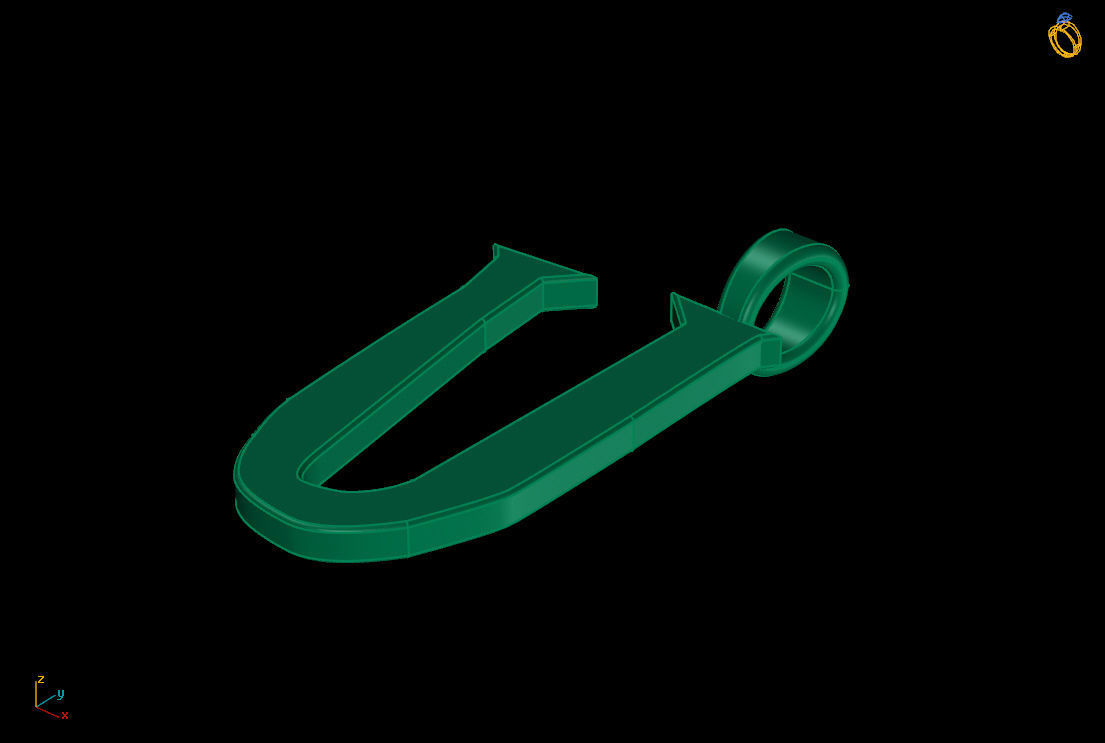 letter U hook 3D print model_7