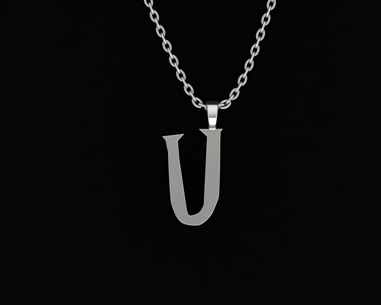 letter U hook 3D print model_5