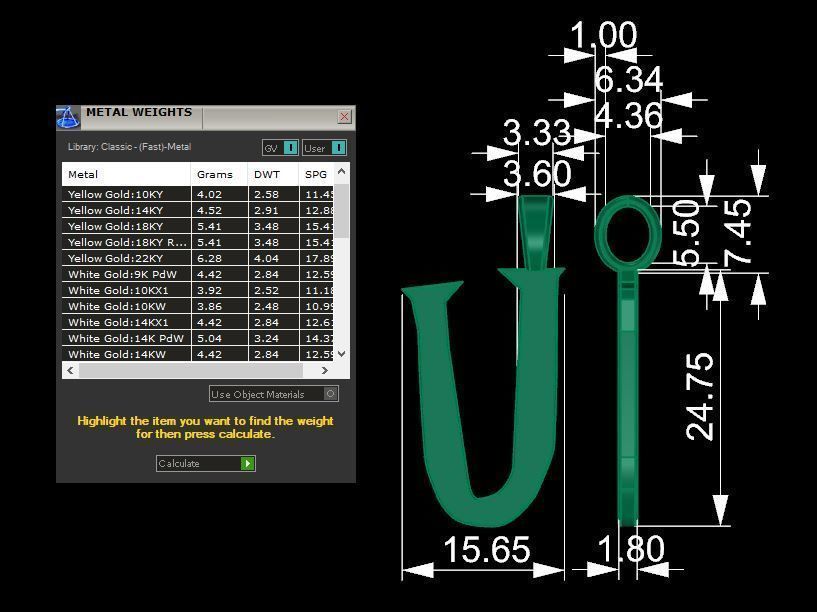 letter U hook 3D print model_10