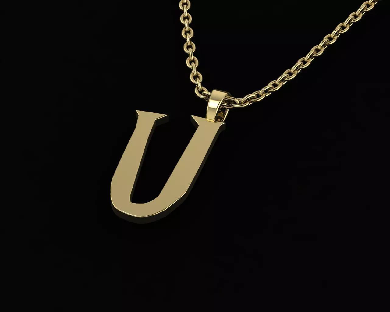 letter U hook 3D print model_0