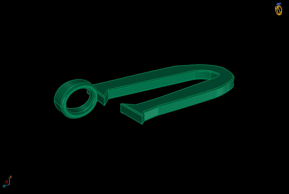 letter U hook 3D print model_9