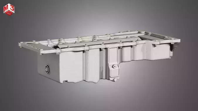Oil Pan with Cover and Bolts 3D model