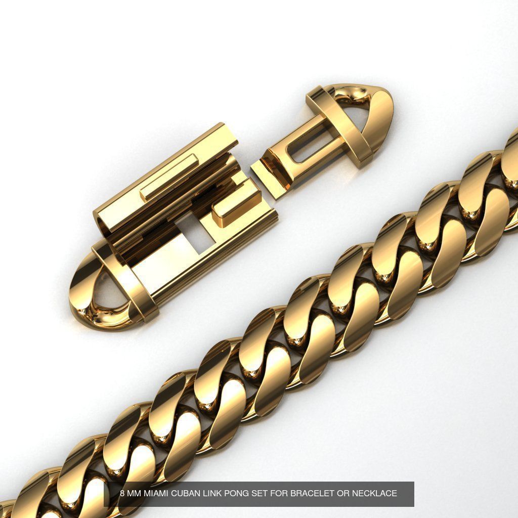 6 SIZE MIAMI CUBAN LINK PONG SET FOR BRACELET OR NECKLACE 3D Model Collection_7