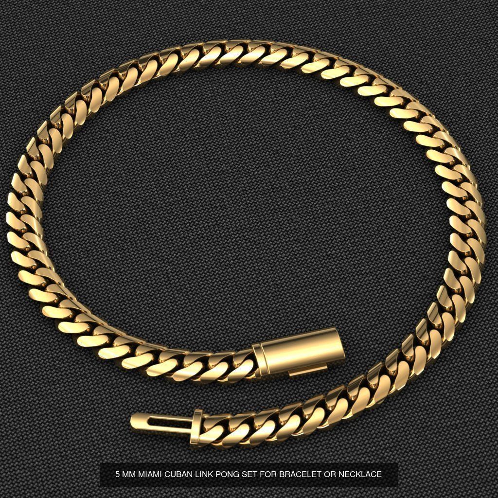 6 SIZE MIAMI CUBAN LINK PONG SET FOR BRACELET OR NECKLACE 3D Model Collection_4