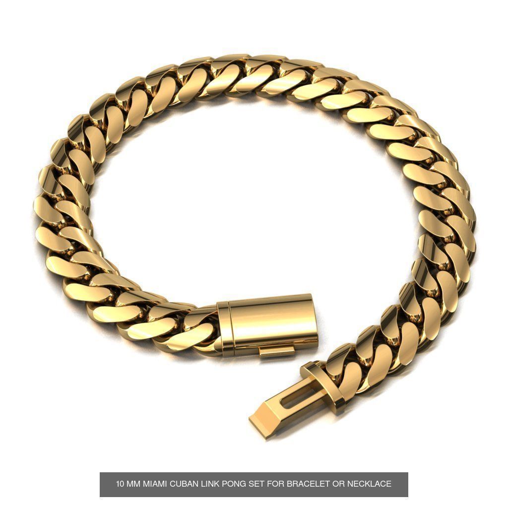6 SIZE MIAMI CUBAN LINK PONG SET FOR BRACELET OR NECKLACE 3D Model Collection_9