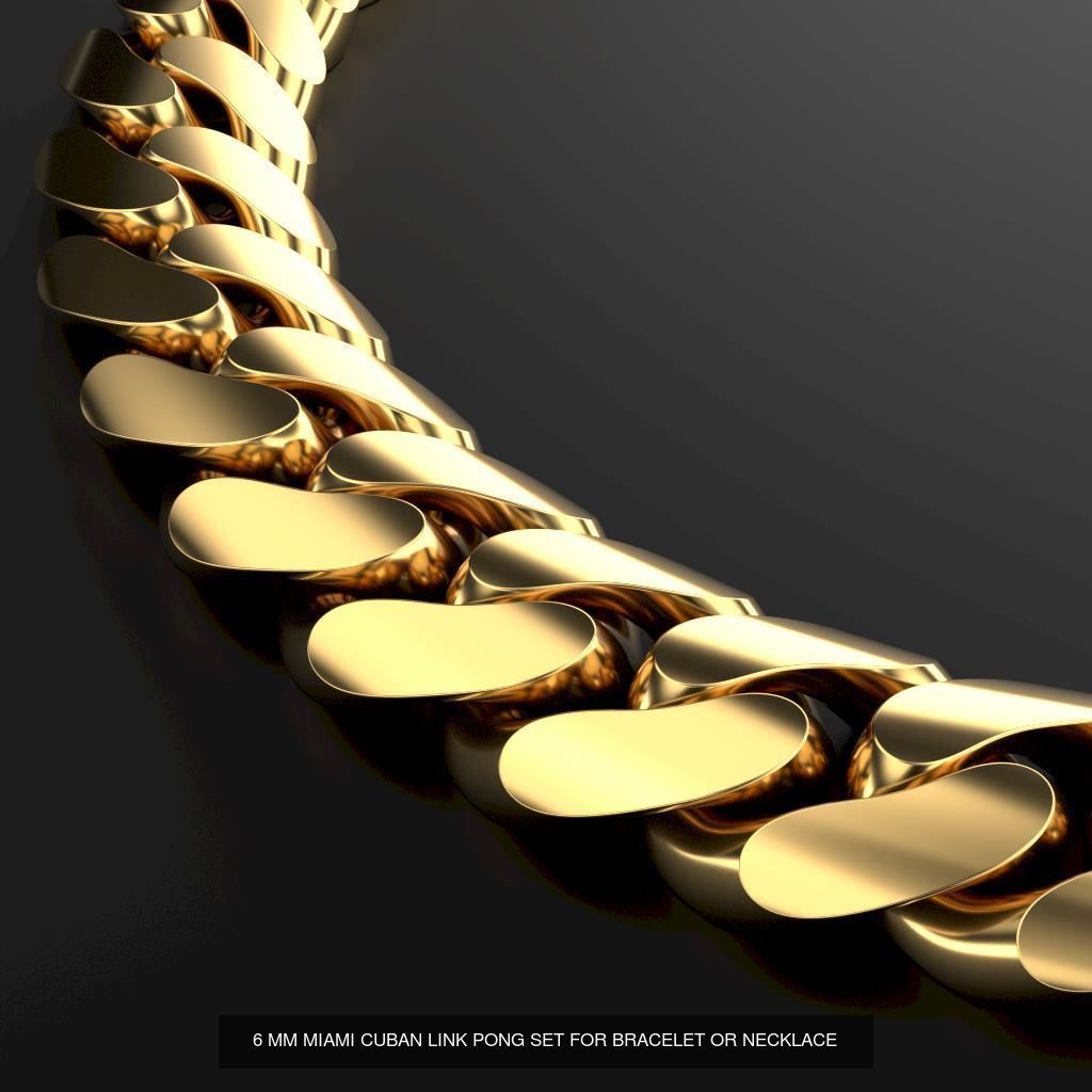 6 SIZE MIAMI CUBAN LINK PONG SET FOR BRACELET OR NECKLACE 3D Model Collection_5