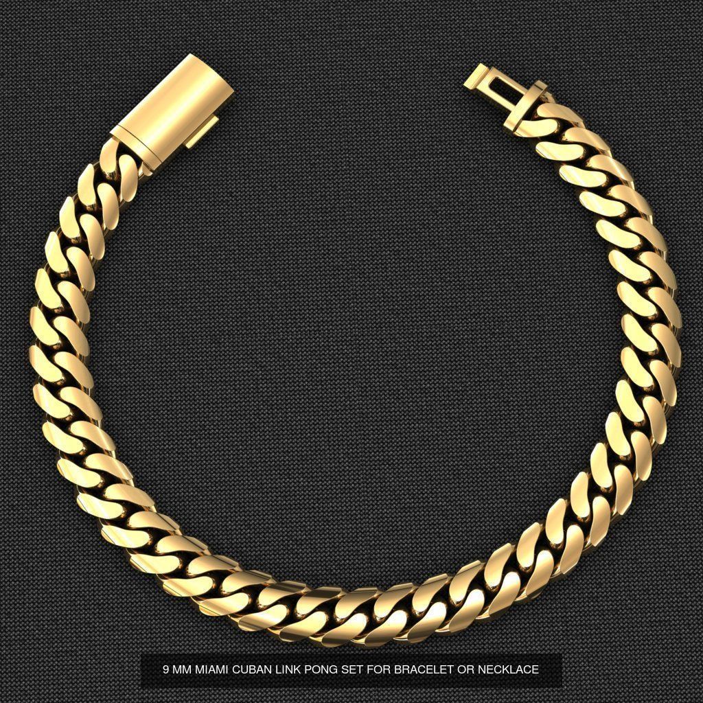6 SIZE MIAMI CUBAN LINK PONG SET FOR BRACELET OR NECKLACE 3D Model Collection_8