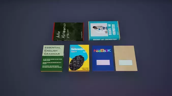 Books Low Poly Game Ready pack of