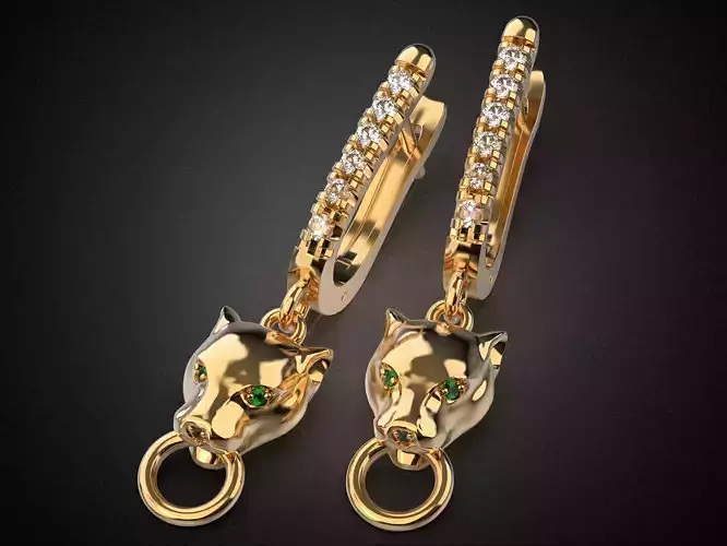 Panther gemstone earrings smooth E2 3D print model