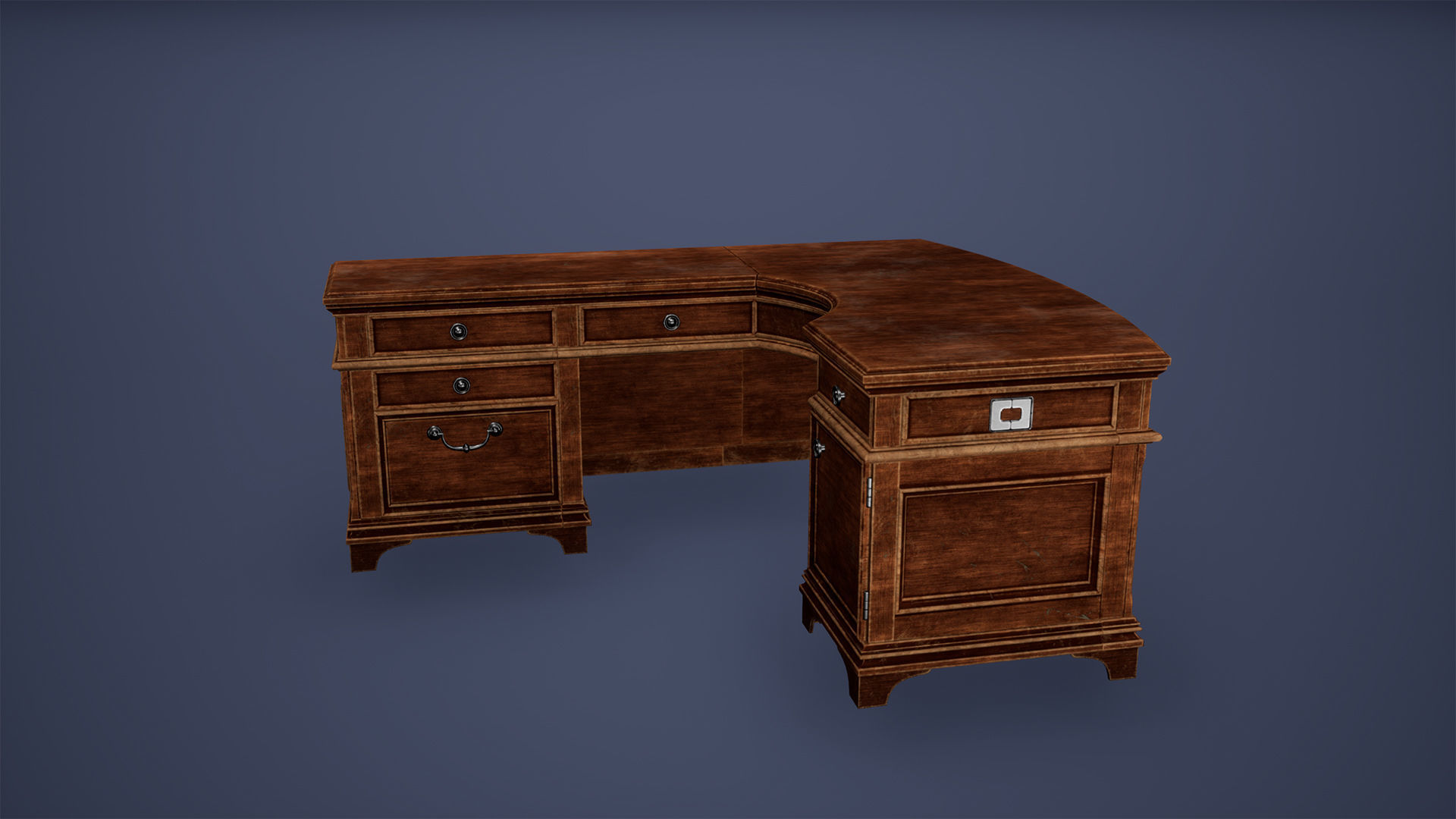 Desk Low Poly Game Ready l shaped Low-poly 3D model_3