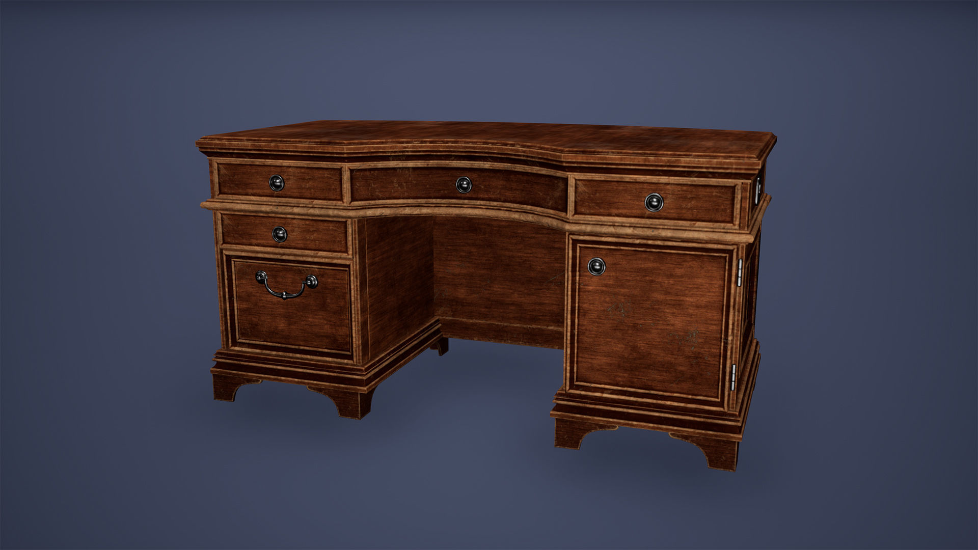 Desk Low Poly Game Ready l shaped Low-poly 3D model_4