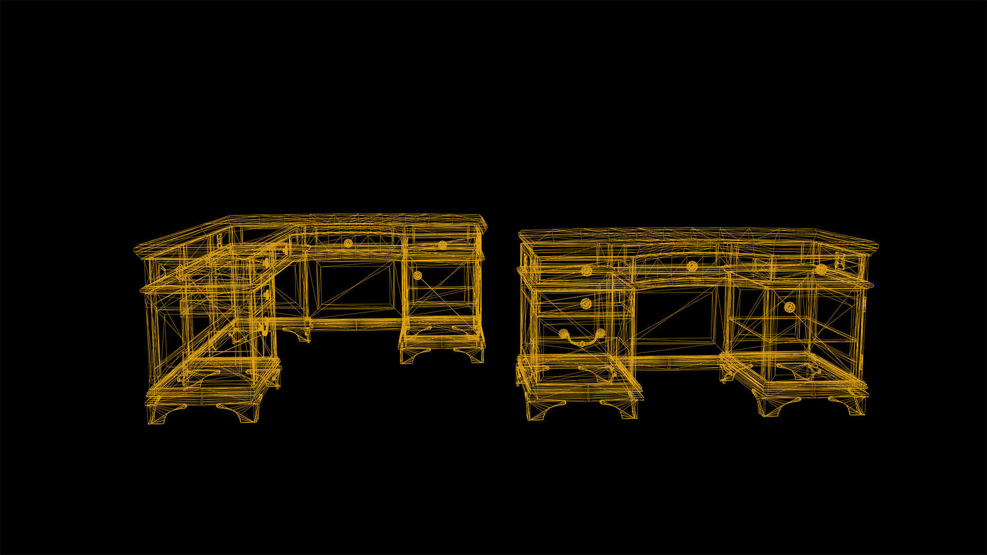 Desk Low Poly Game Ready l shaped Low-poly 3D model_5