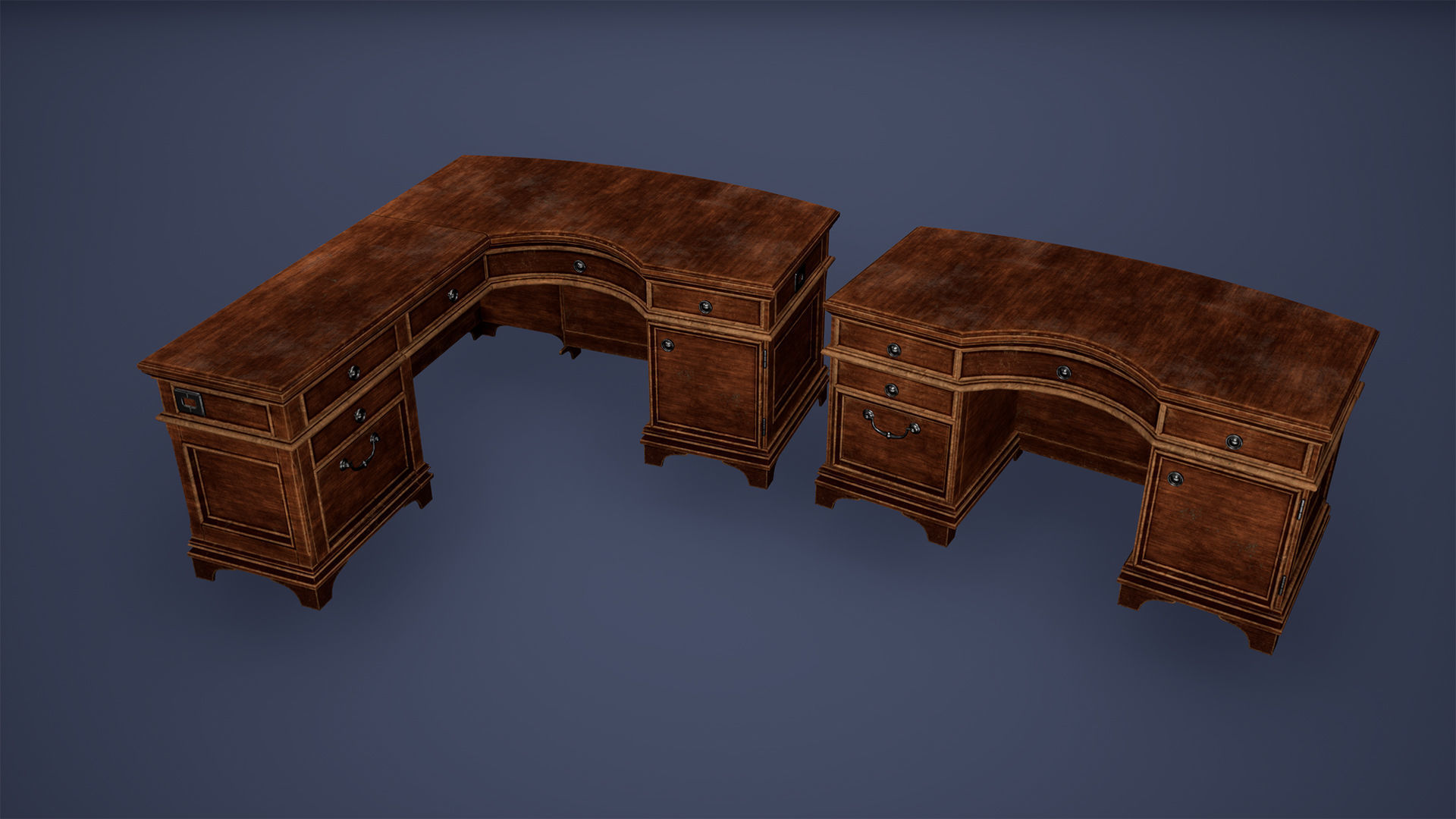 Desk Low Poly Game Ready l shaped Low-poly 3D model_1