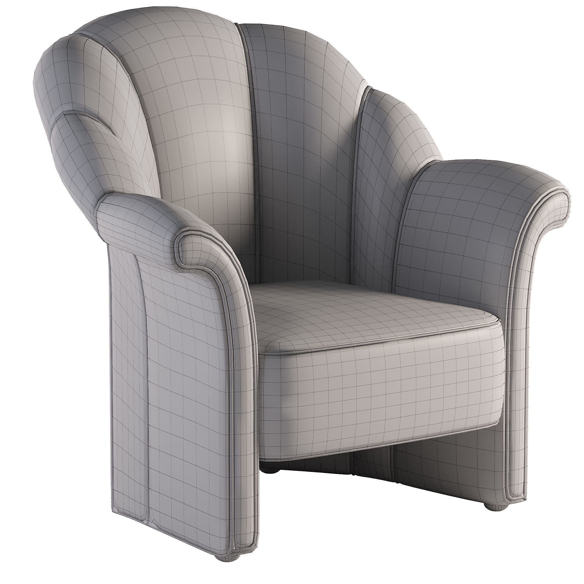 Armchair velvet at Low-poly 3D model_4