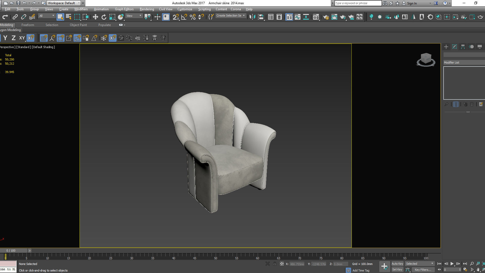 Armchair velvet at Low-poly 3D model_8
