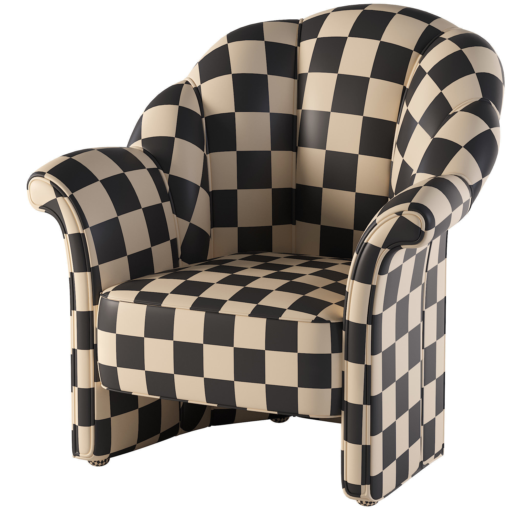 Armchair velvet at Low-poly 3D model_3