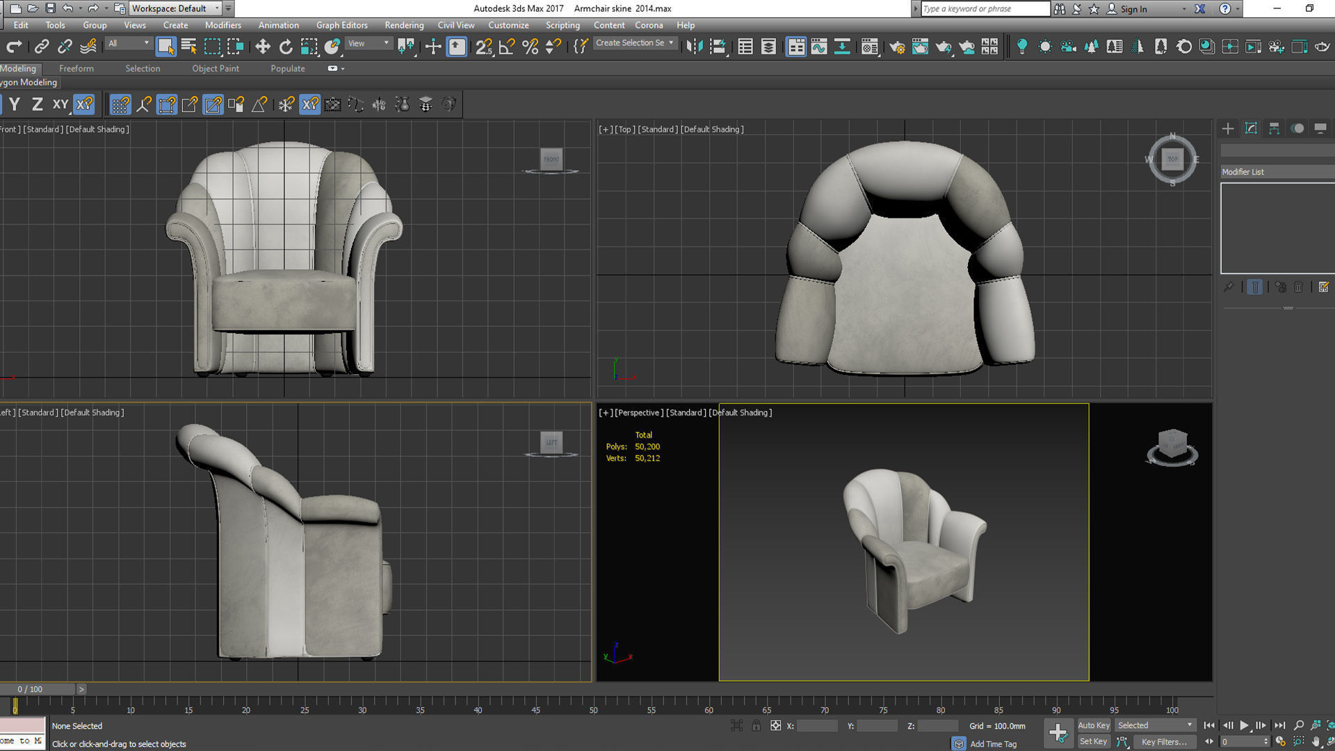 Armchair velvet at Low-poly 3D model_6