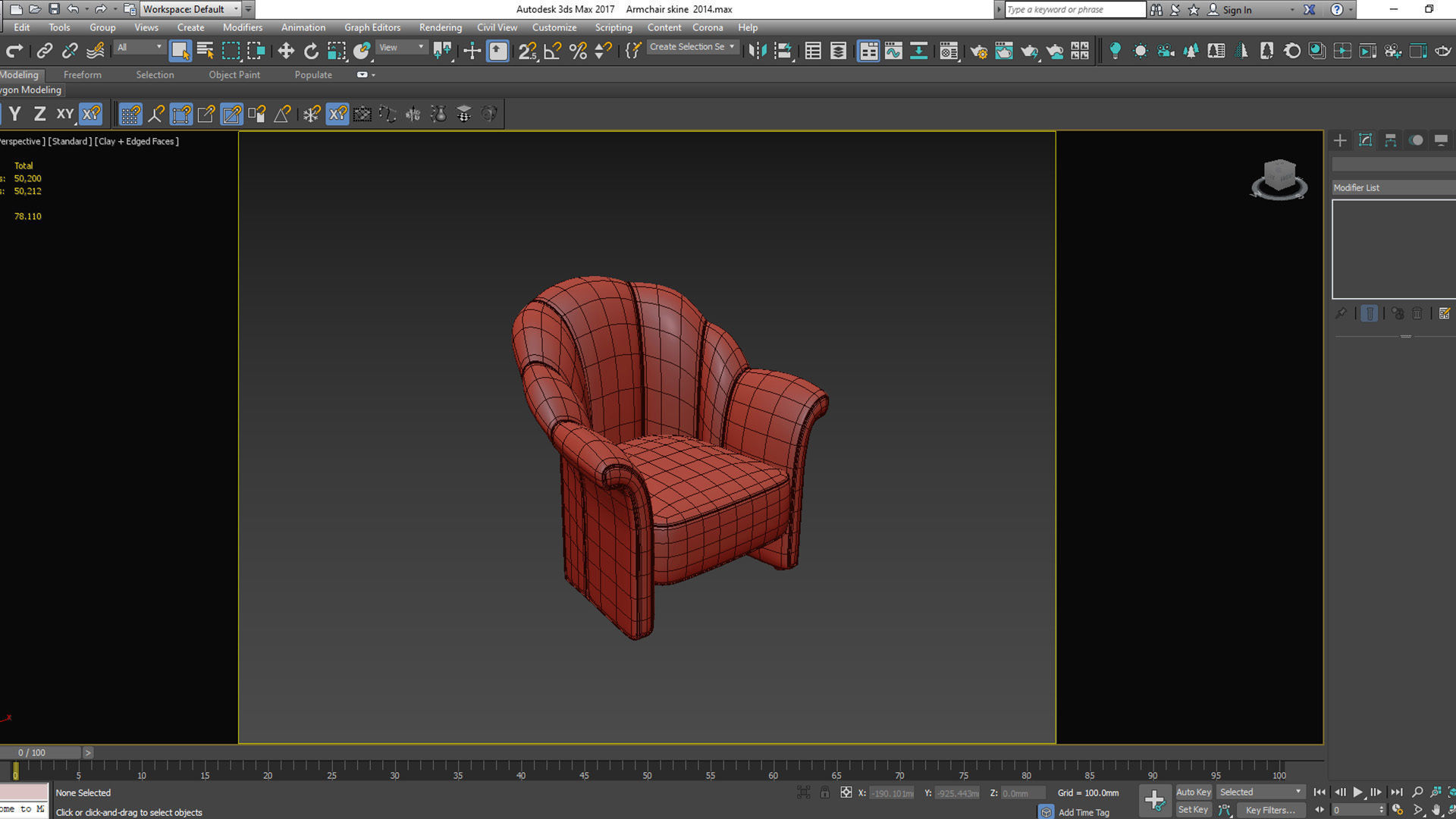 Armchair velvet at Low-poly 3D model_7