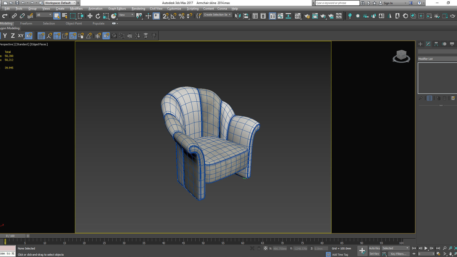 Armchair velvet at Low-poly 3D model_10