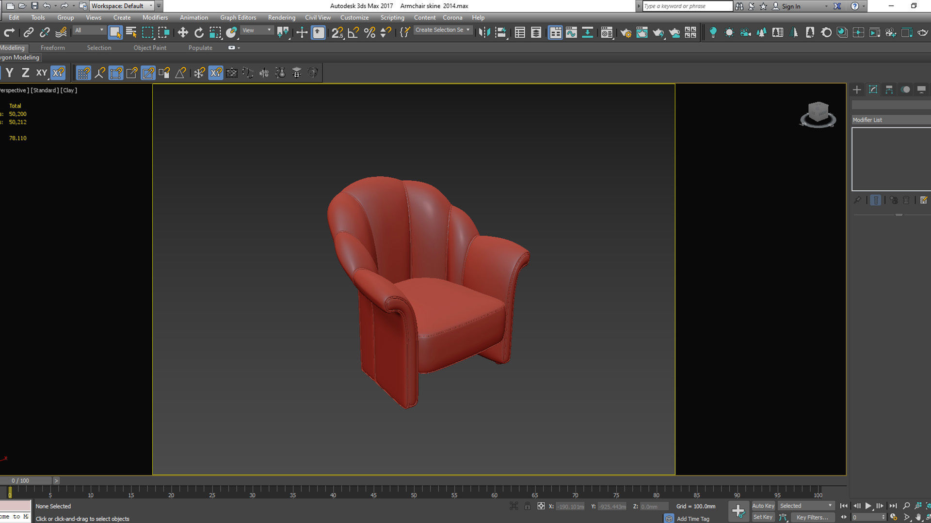Armchair velvet at Low-poly 3D model_9