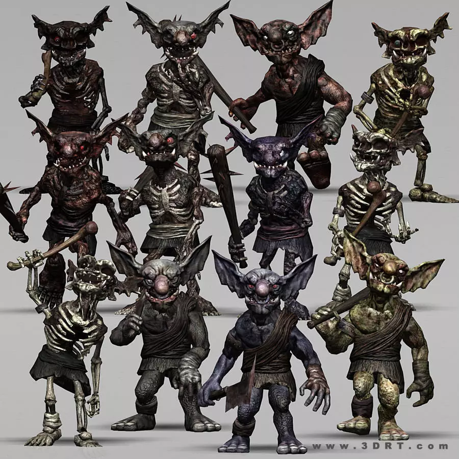 3DRT - undeand goblins modular kit Low-poly 3D model_0