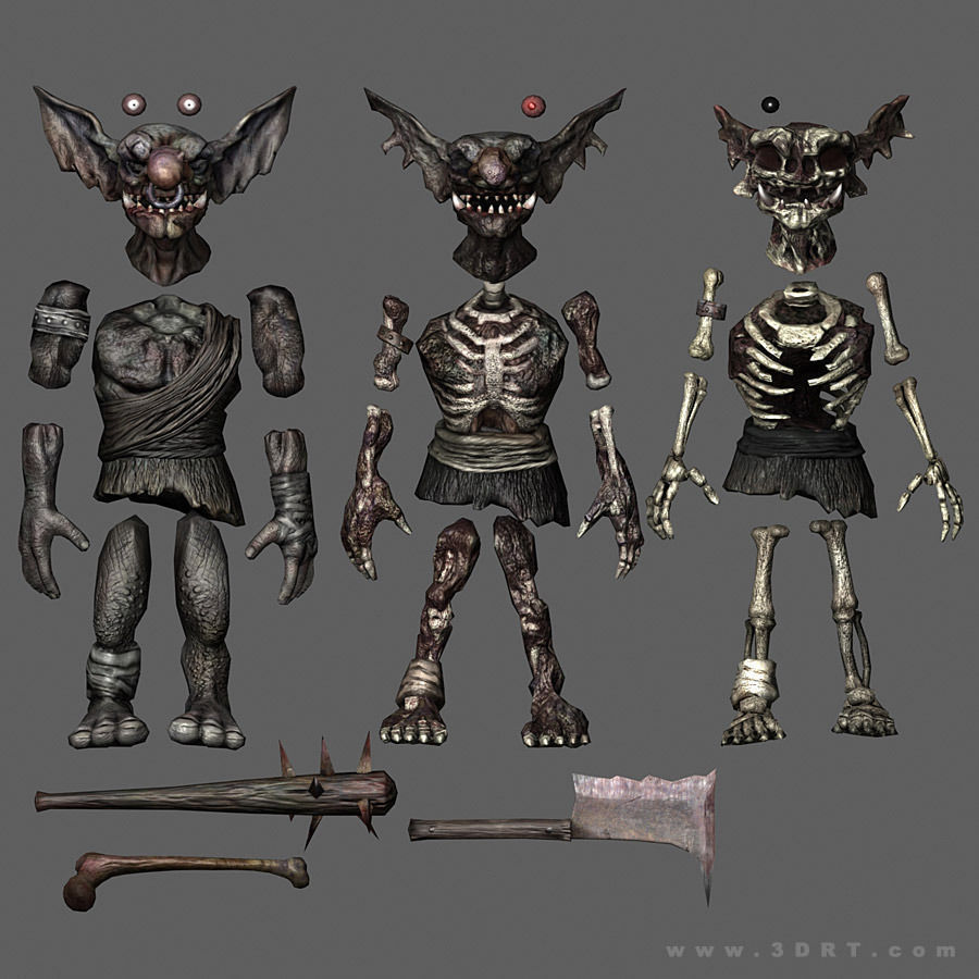 3DRT - undeand goblins modular kit Low-poly 3D model_18