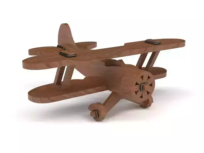 Wooden toy biplane 09