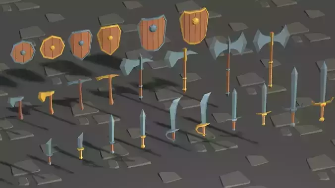 Lowpoly Medieval Fantasy Weapons