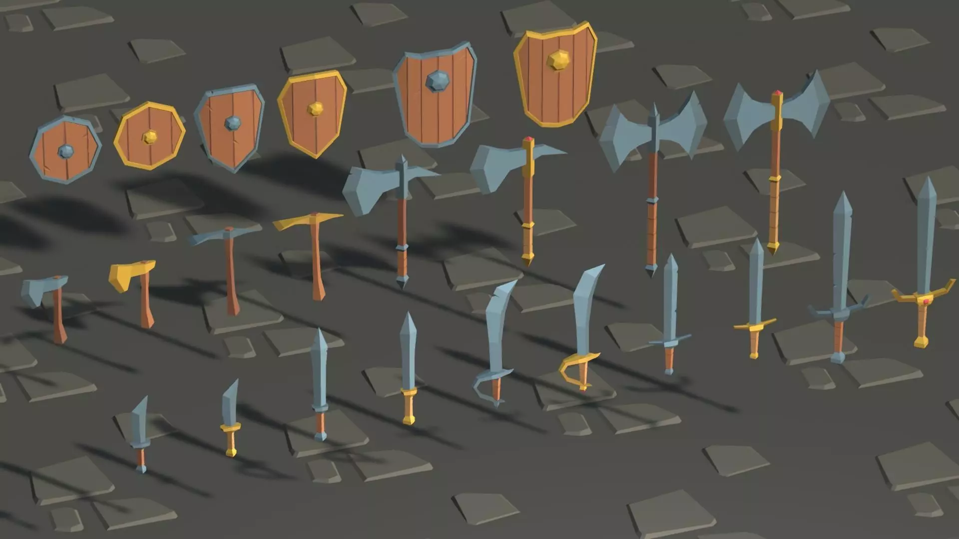 Lowpoly Medieval Fantasy Weapons Low-poly 3D model_0