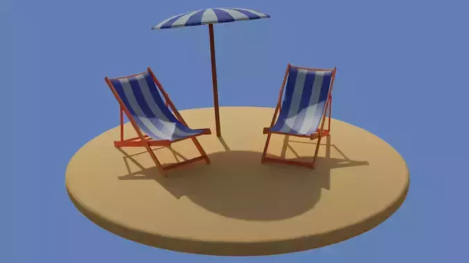 Low Poly Beach Scene