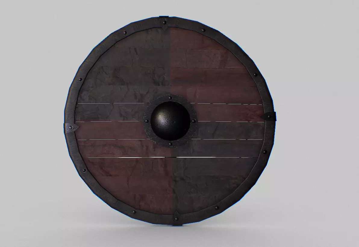 Viking Round Shield Low-poly 3D model_0