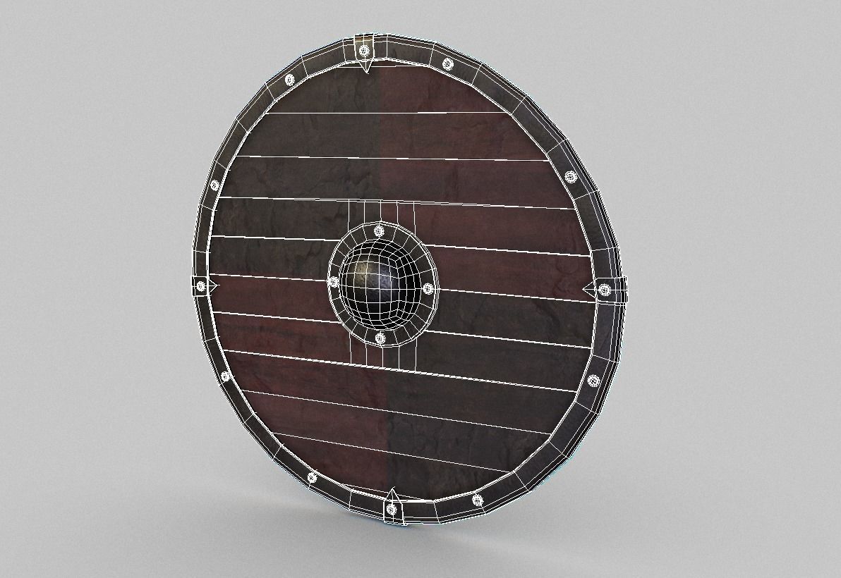 Viking Round Shield Low-poly 3D model_3