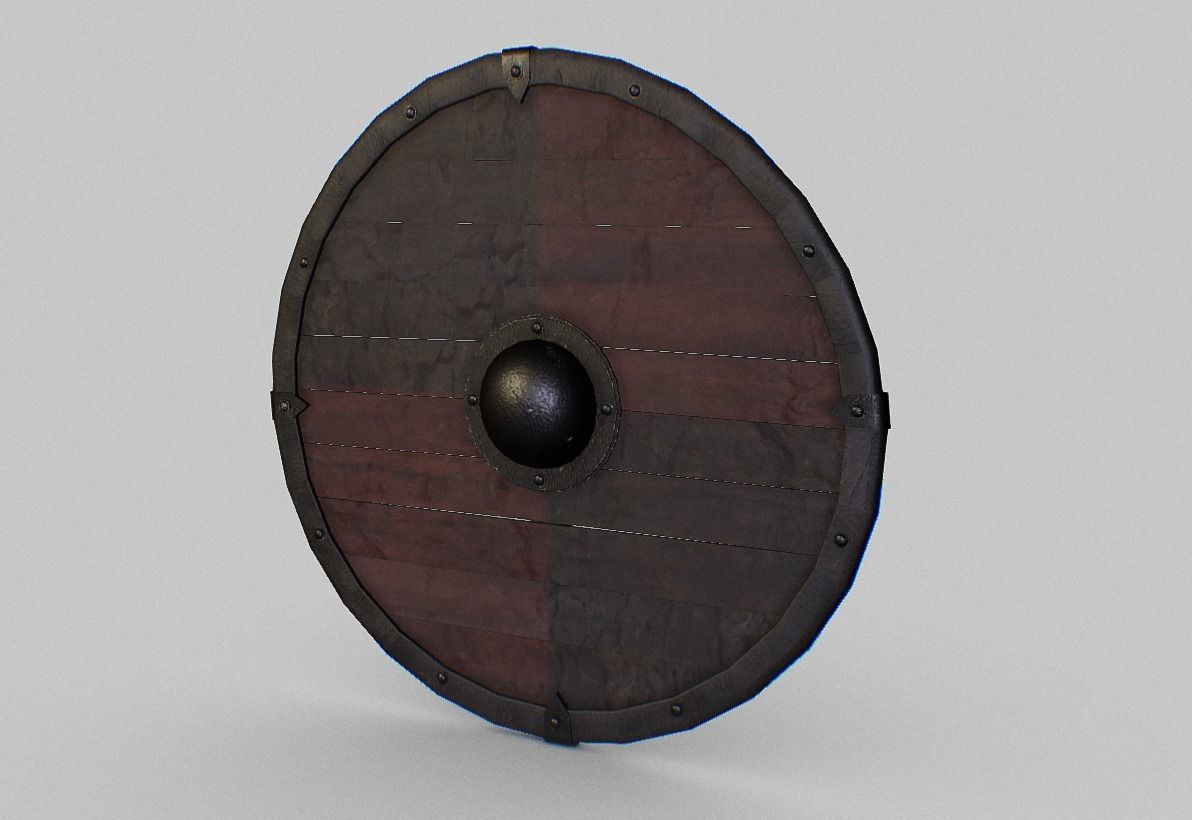 Viking Round Shield Low-poly 3D model_2