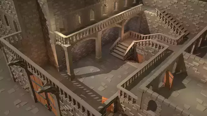 Lowpoly Castle Dungeon Tileset