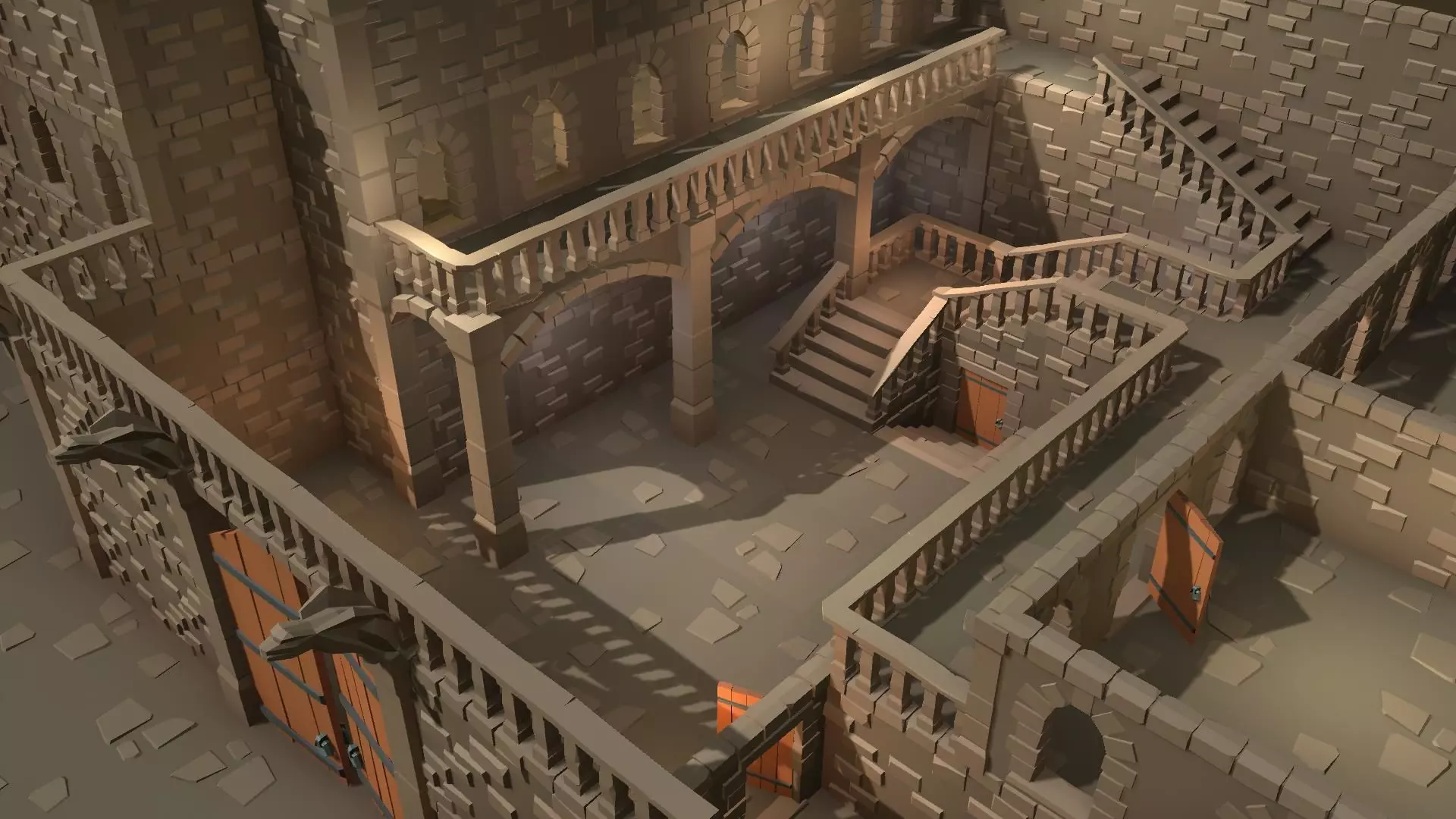 Lowpoly Castle Dungeon Tileset Low-poly 3D model