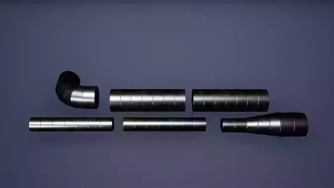 Pipes Low Poly Game Ready metal tube