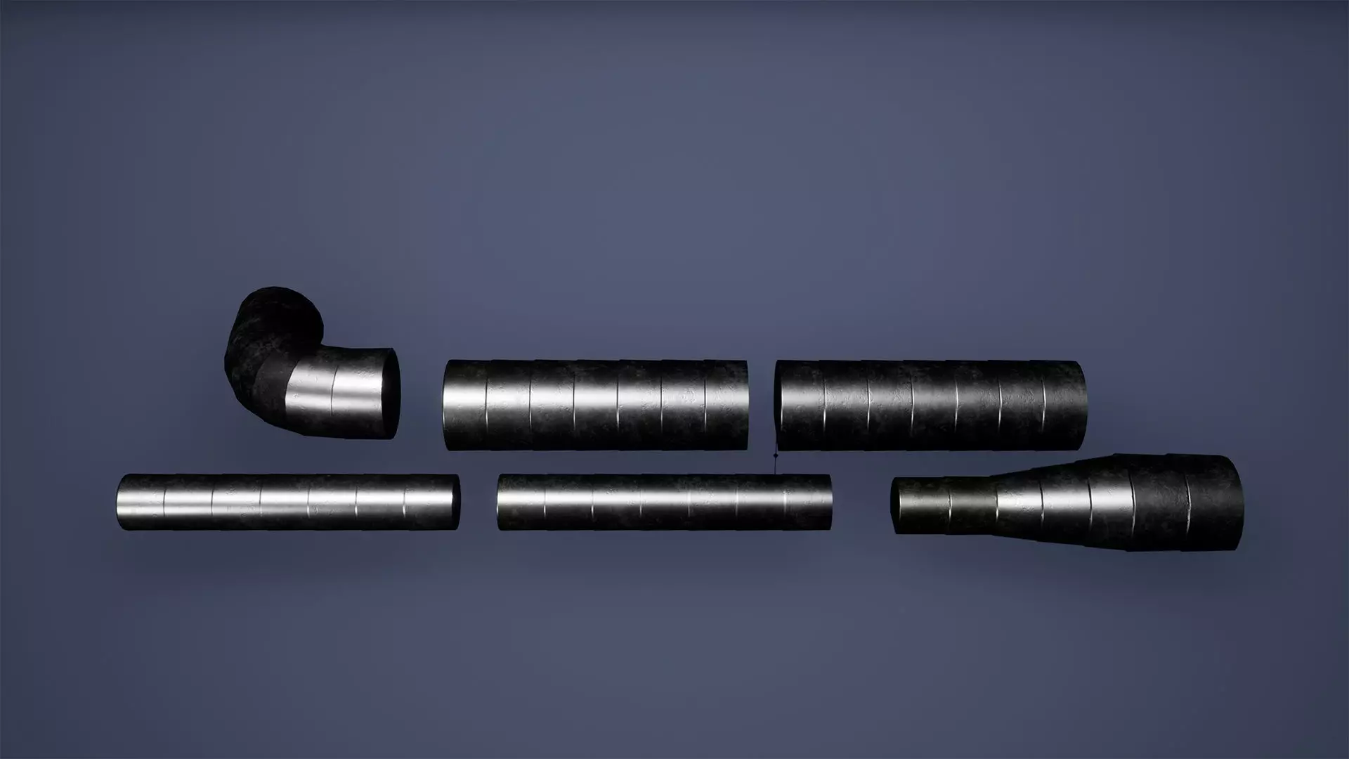Pipes Low Poly Game Ready metal tube Low-poly 3D model_0