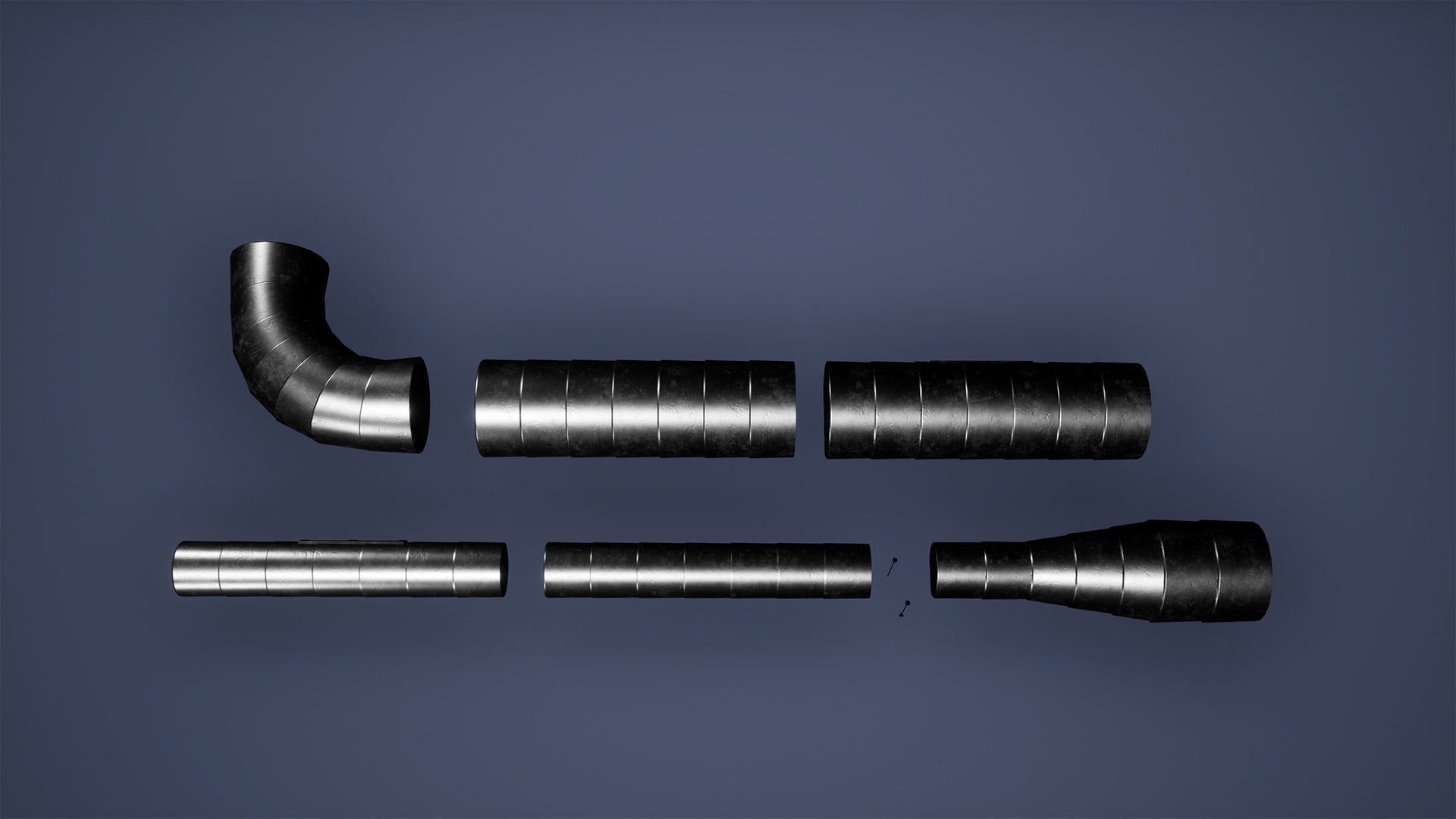 Pipes Low Poly Game Ready metal tube Low-poly 3D model_1