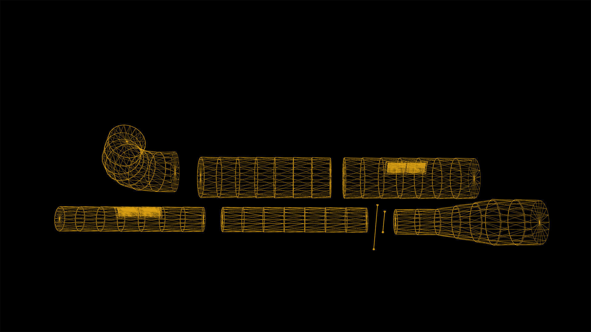 Pipes Low Poly Game Ready metal tube Low-poly 3D model_8