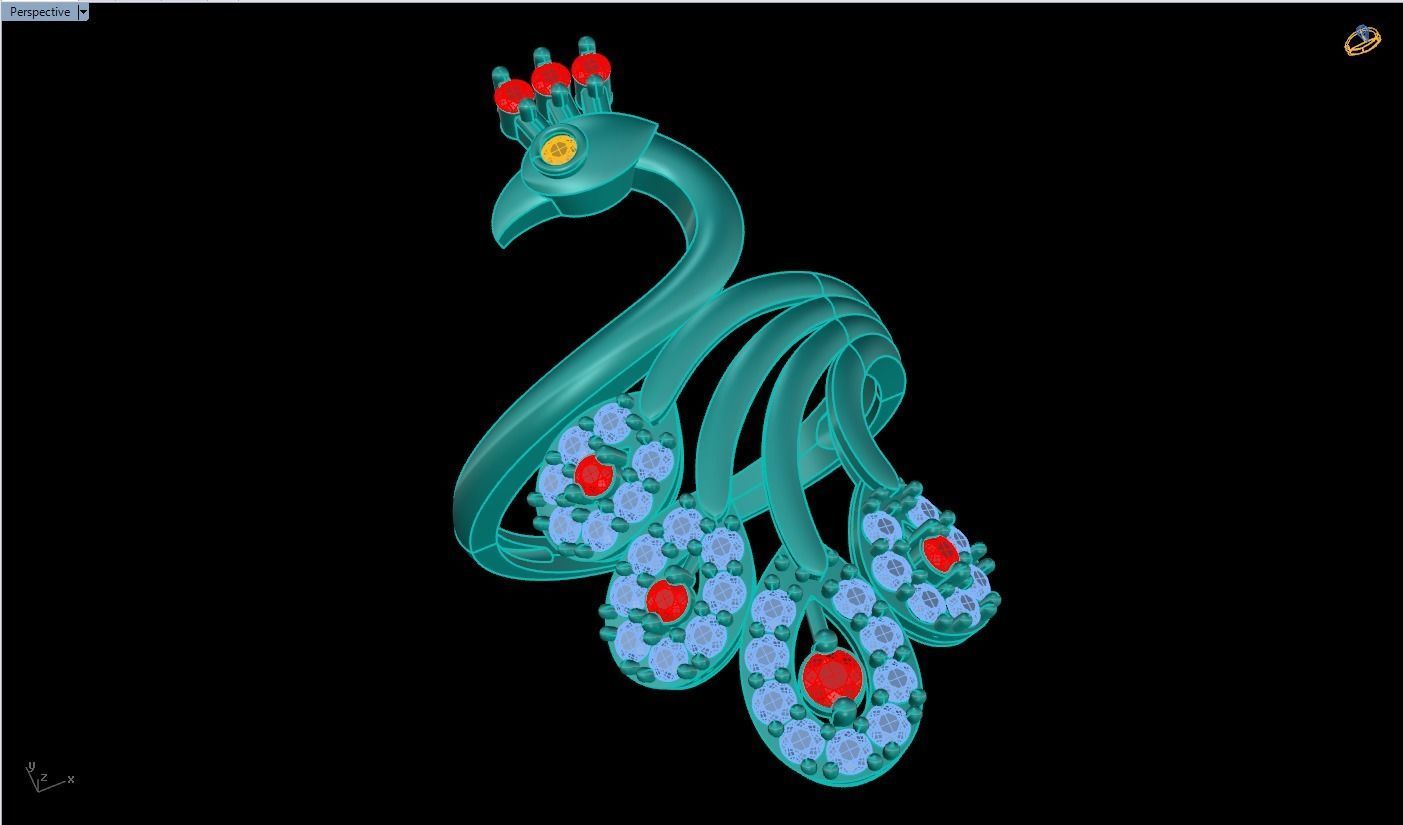 Peacock ring - Bird ring -Womens ring - N1205 3D print model_4