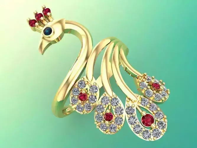 Peacock ring - Bird ring -Womens ring - N1205