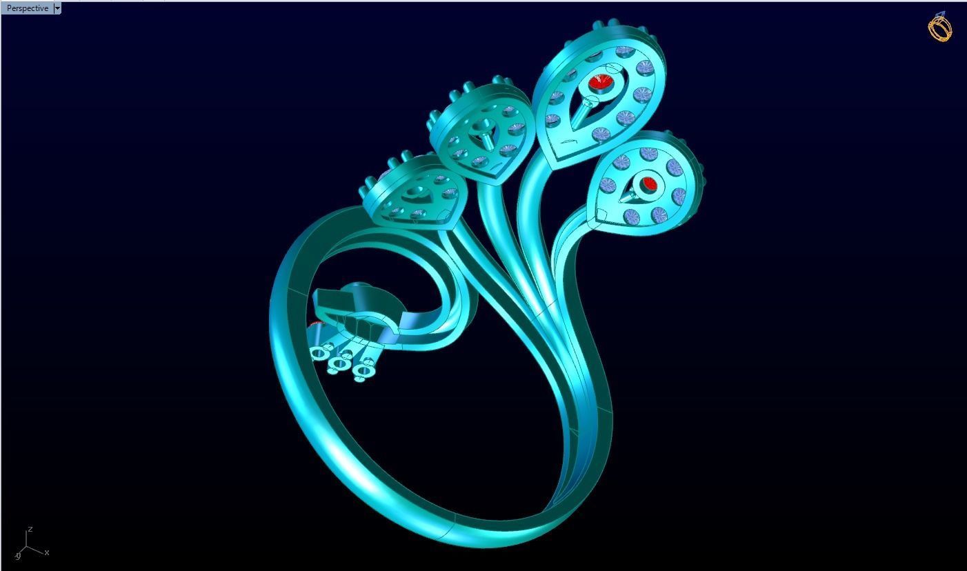 Peacock ring - Bird ring -Womens ring - N1205 3D print model_5