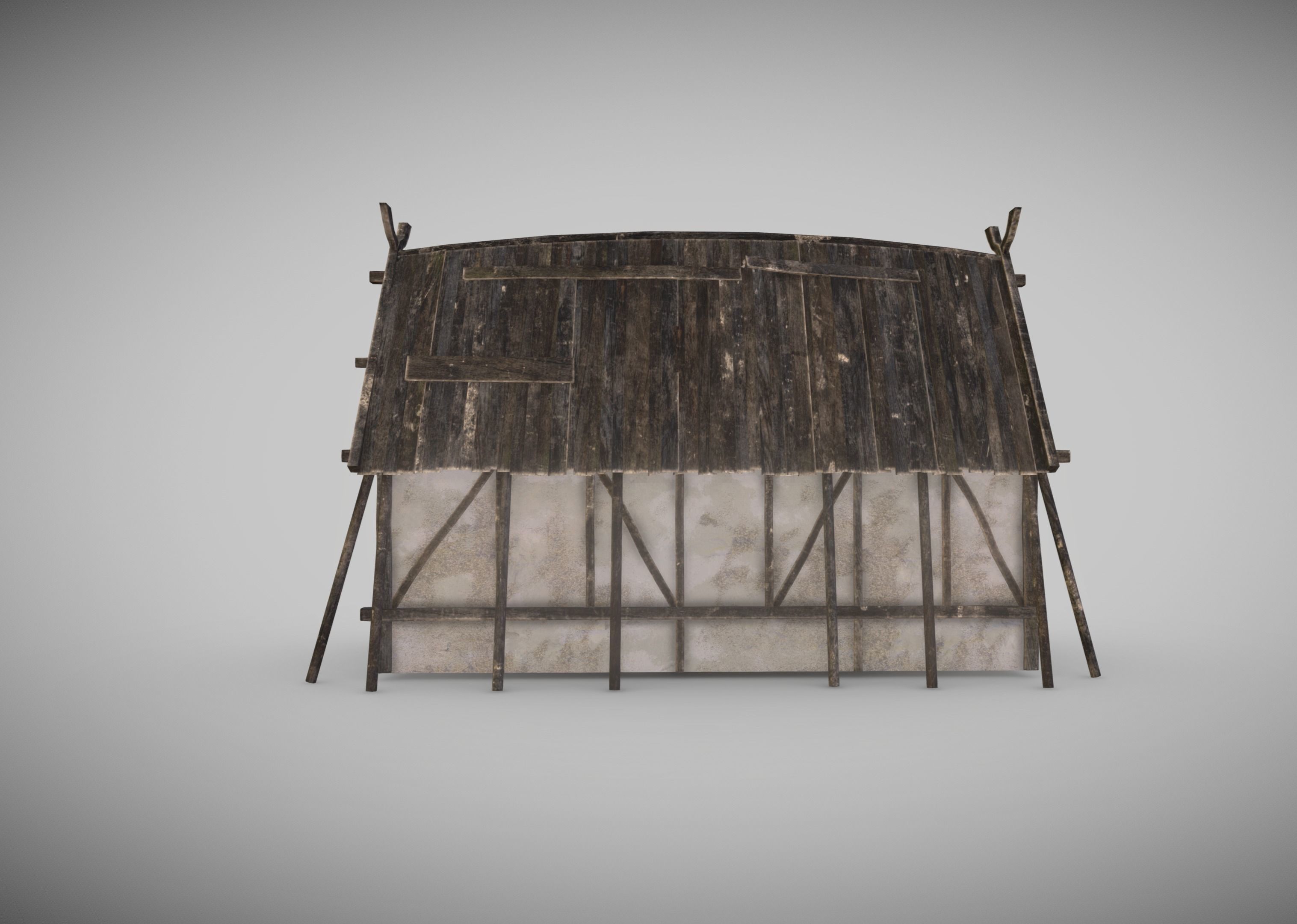 Viking Longhouse Low-poly 3D model_4